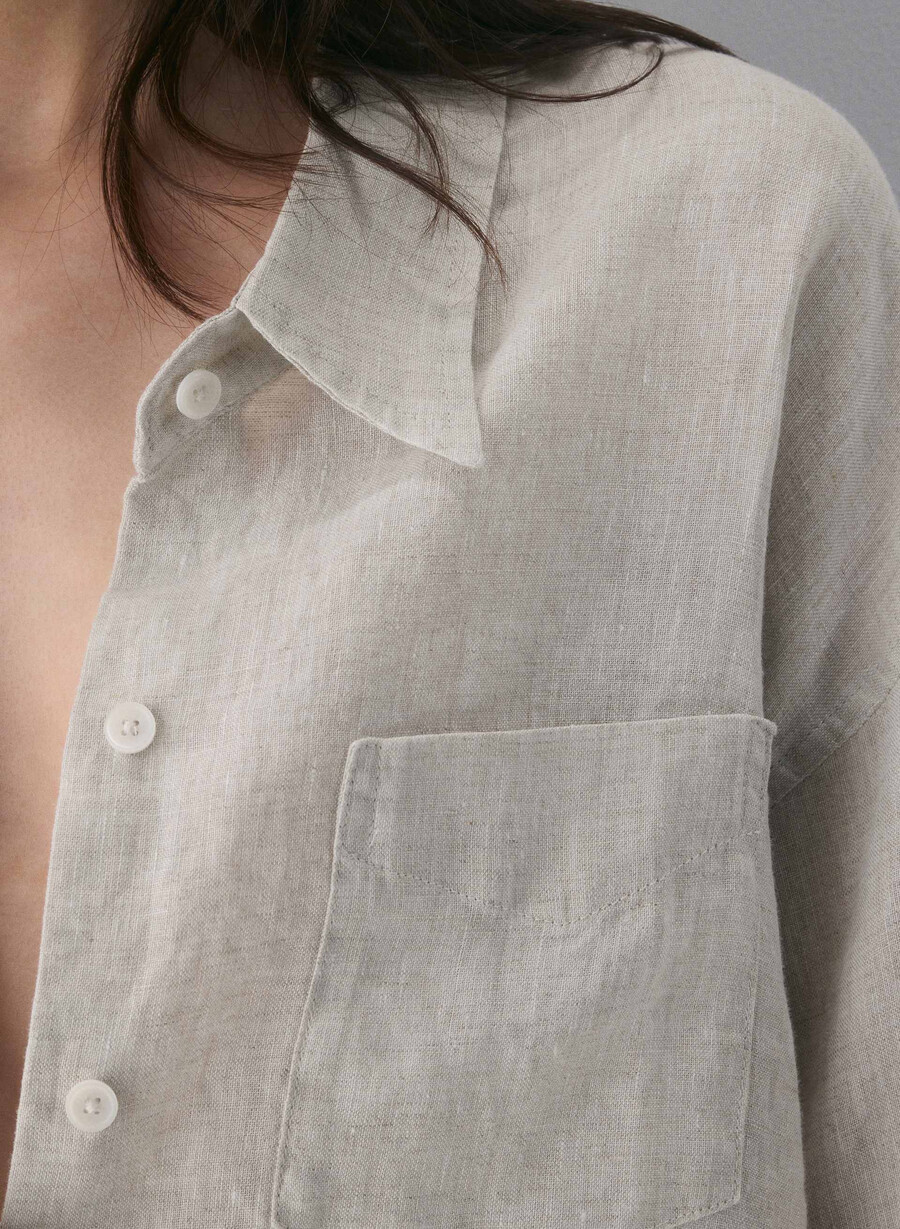 reminisce relaxed linen shirt undyed ecru