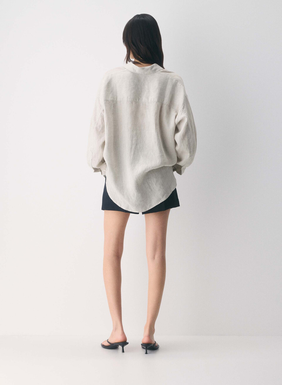 reminisce relaxed linen shirt undyed ecru