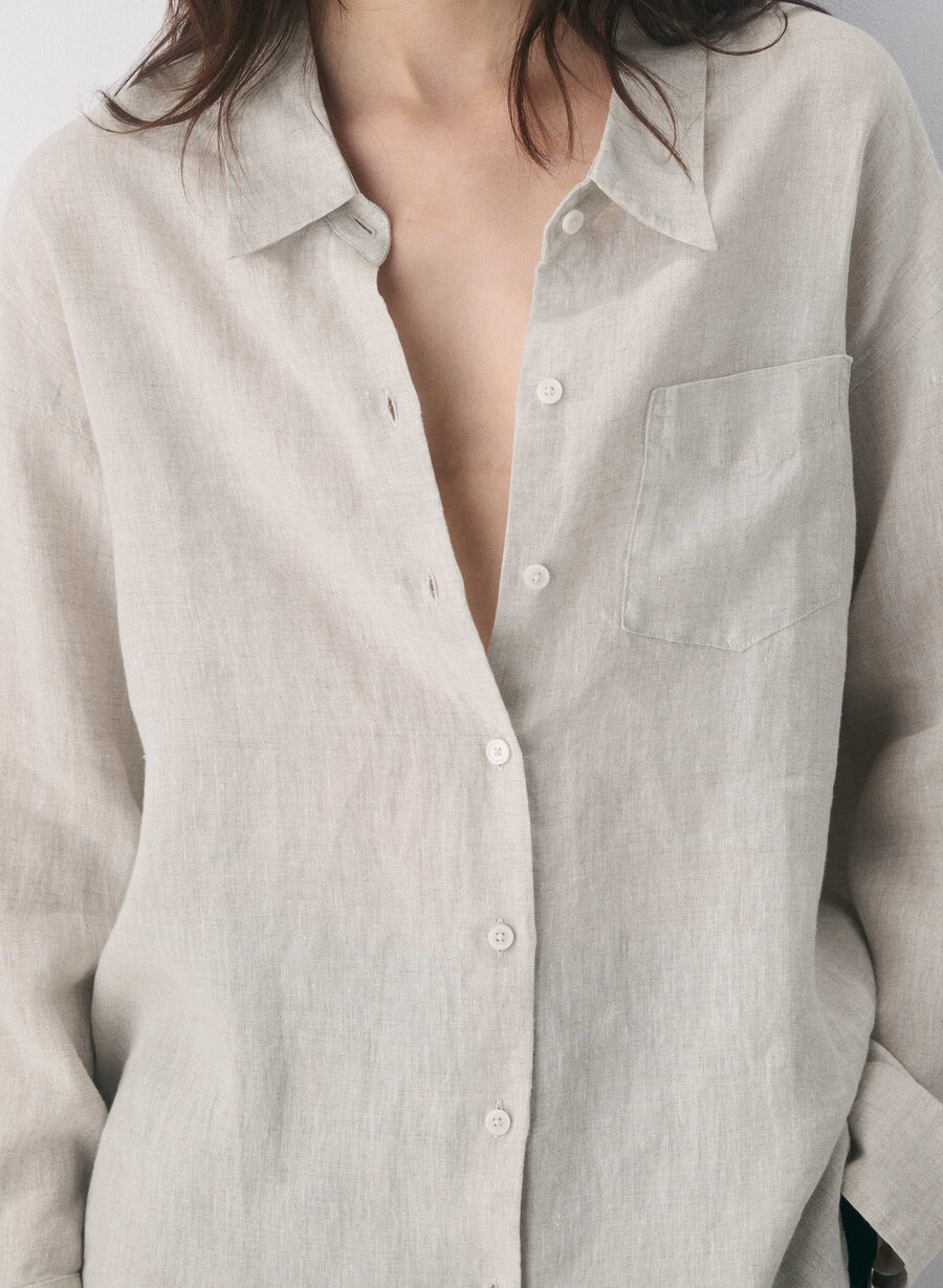 reminisce relaxed linen shirt undyed ecru