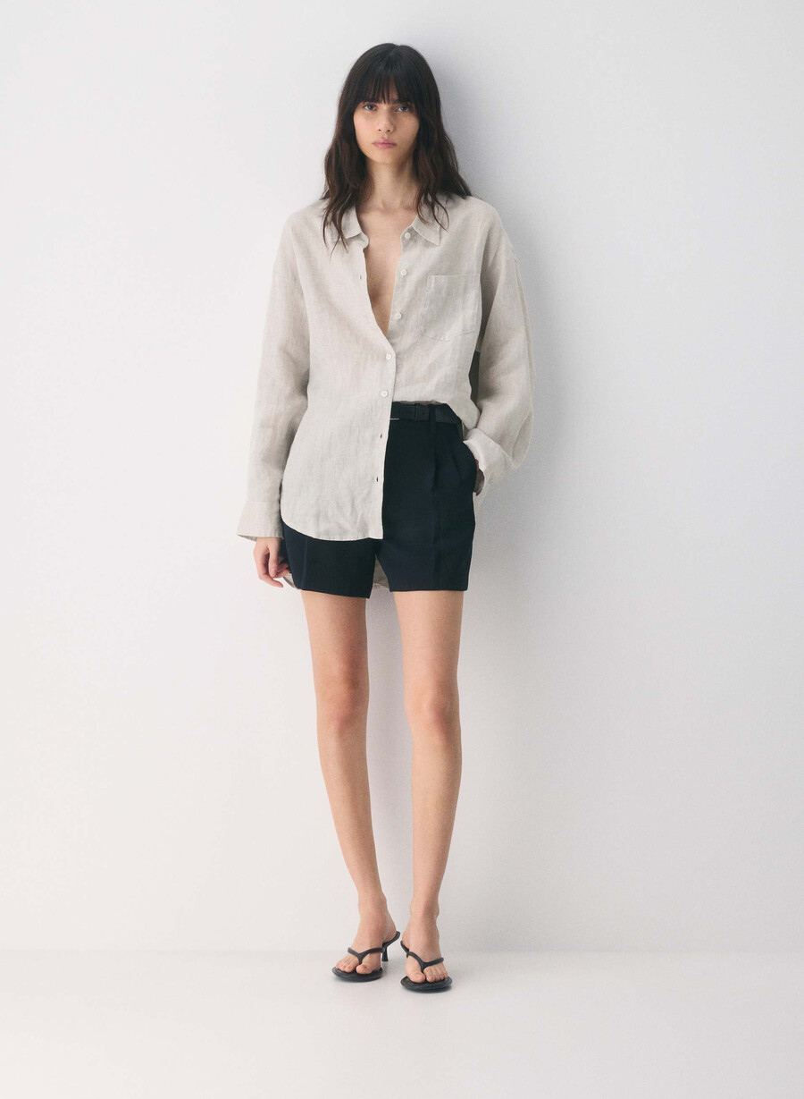 reminisce relaxed linen shirt undyed ecru