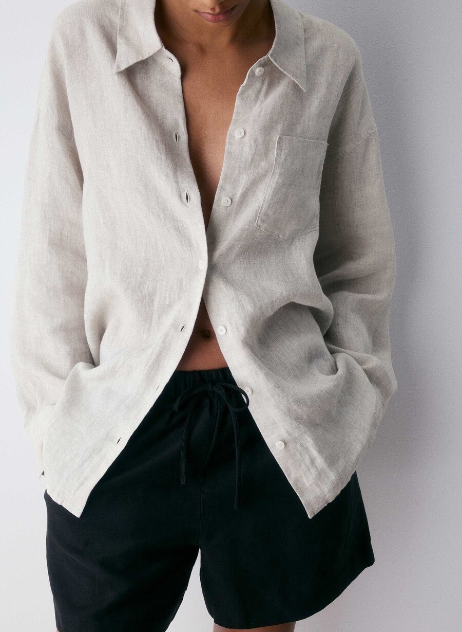 reminisce relaxed linen shirt undyed ecru