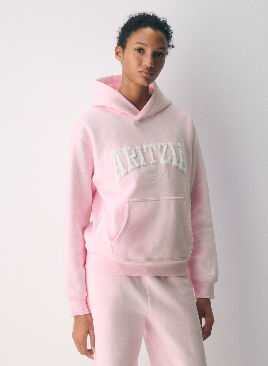 cozy sweatfleece perfect hoodie villa pink white