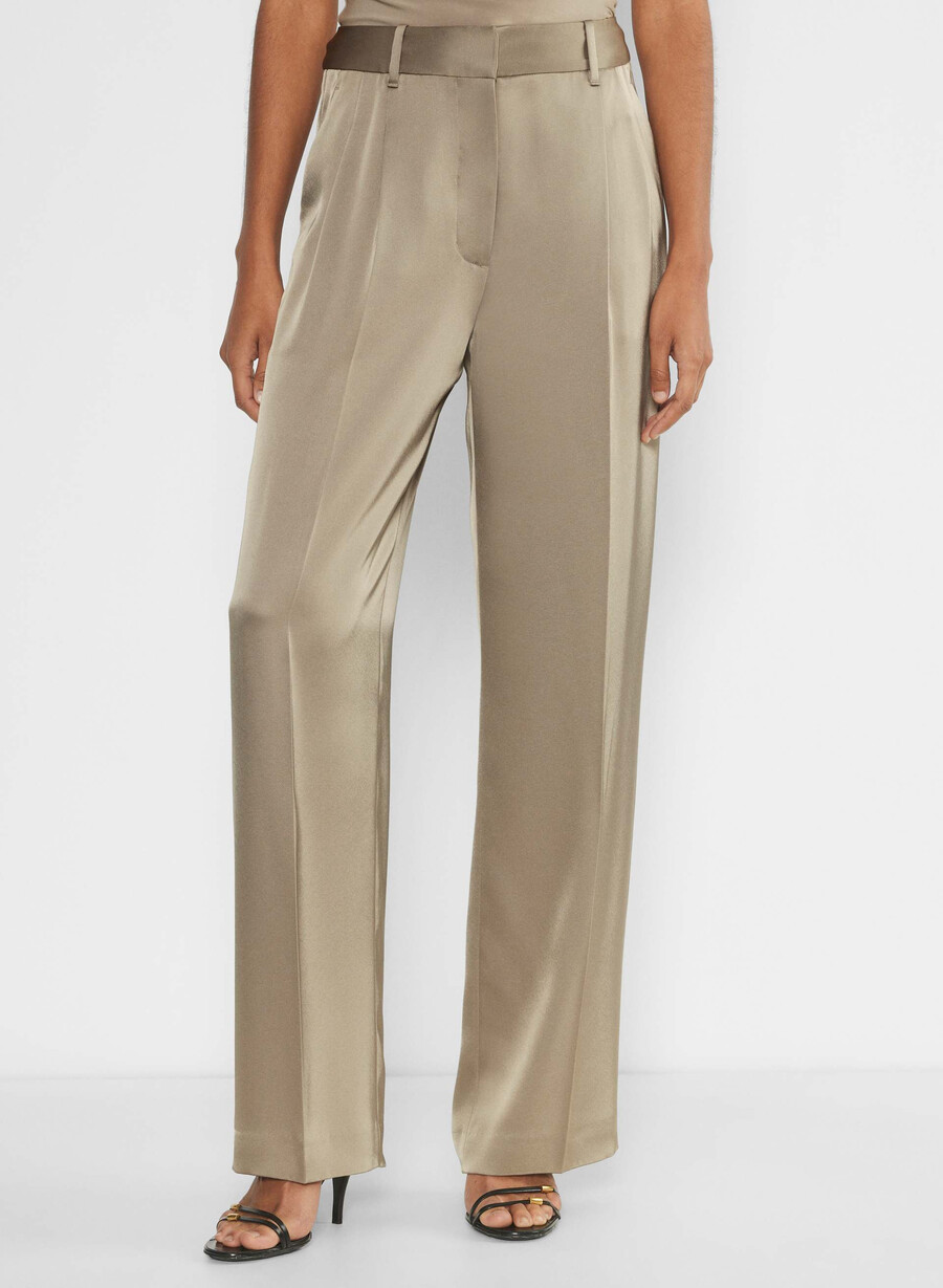 the effortless pant satin nomad taupe