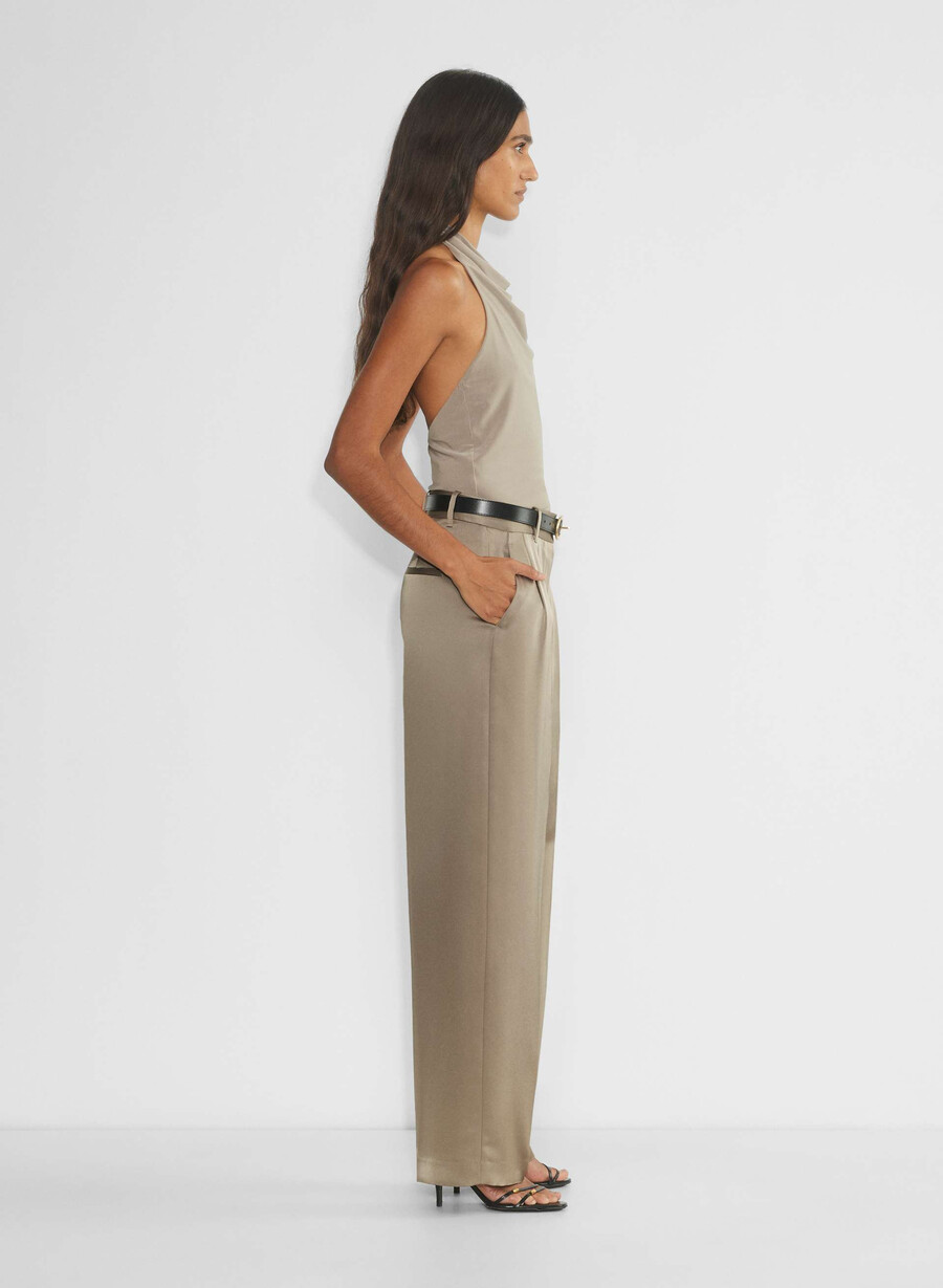 the effortless pant satin nomad taupe