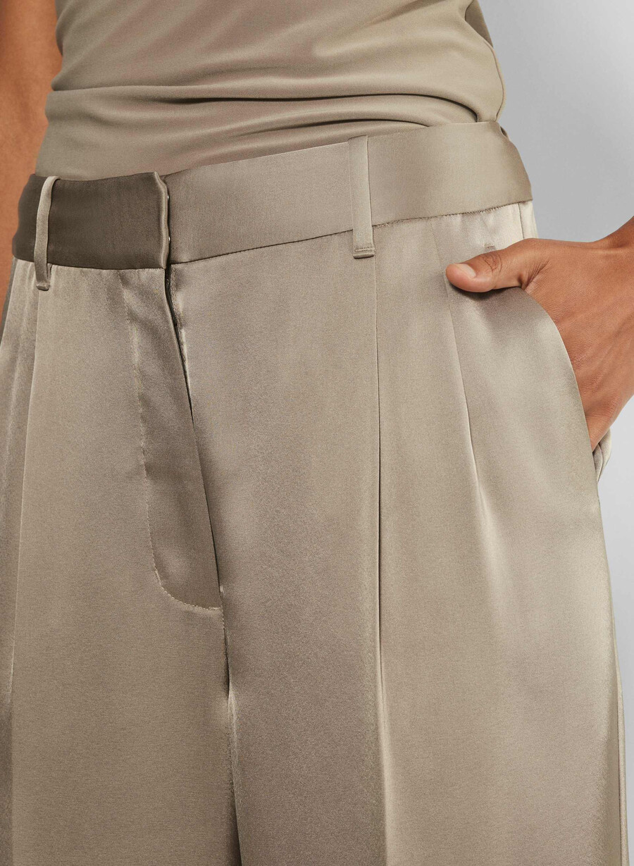 the effortless pant satin nomad taupe