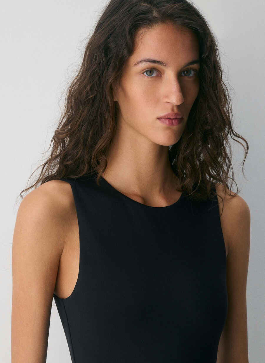 worldly poplin dress black