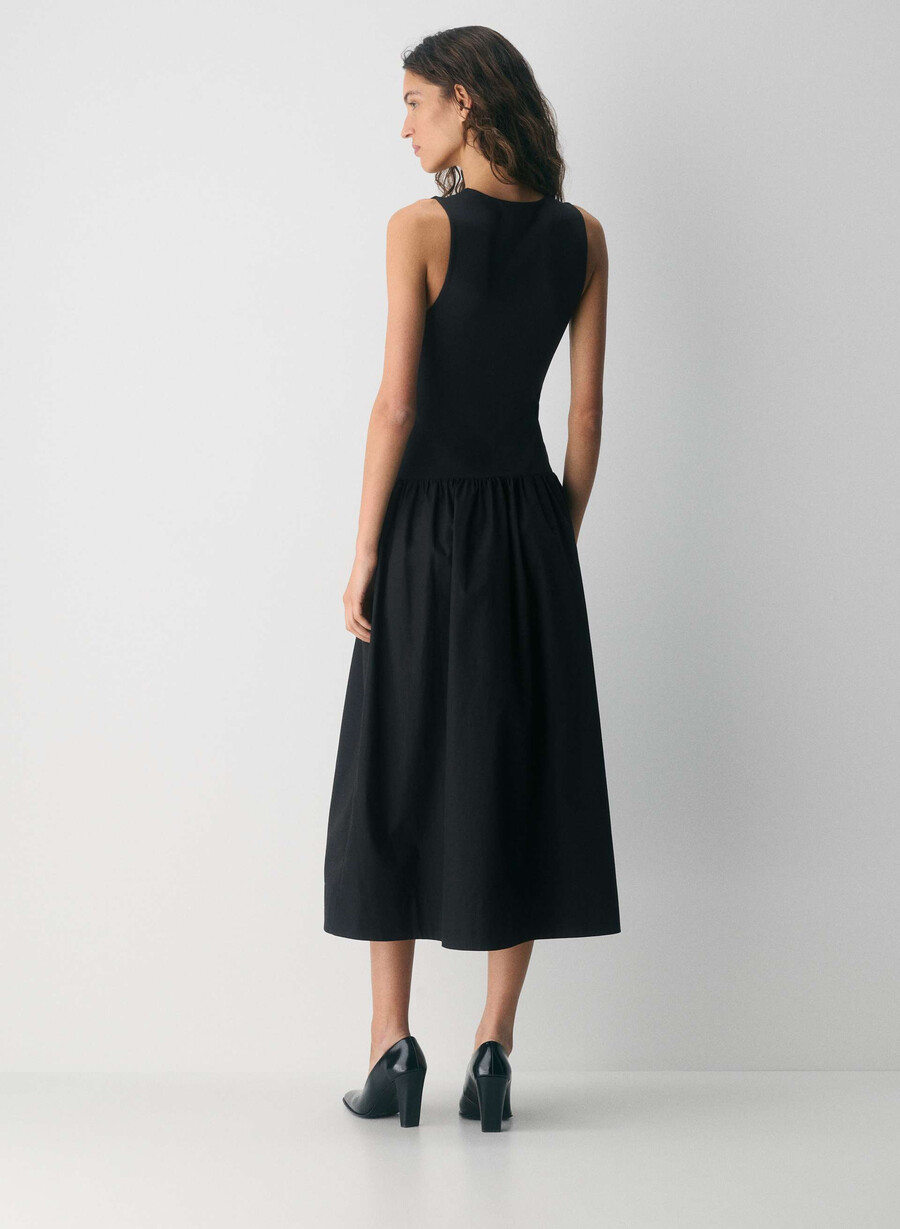 worldly poplin dress black