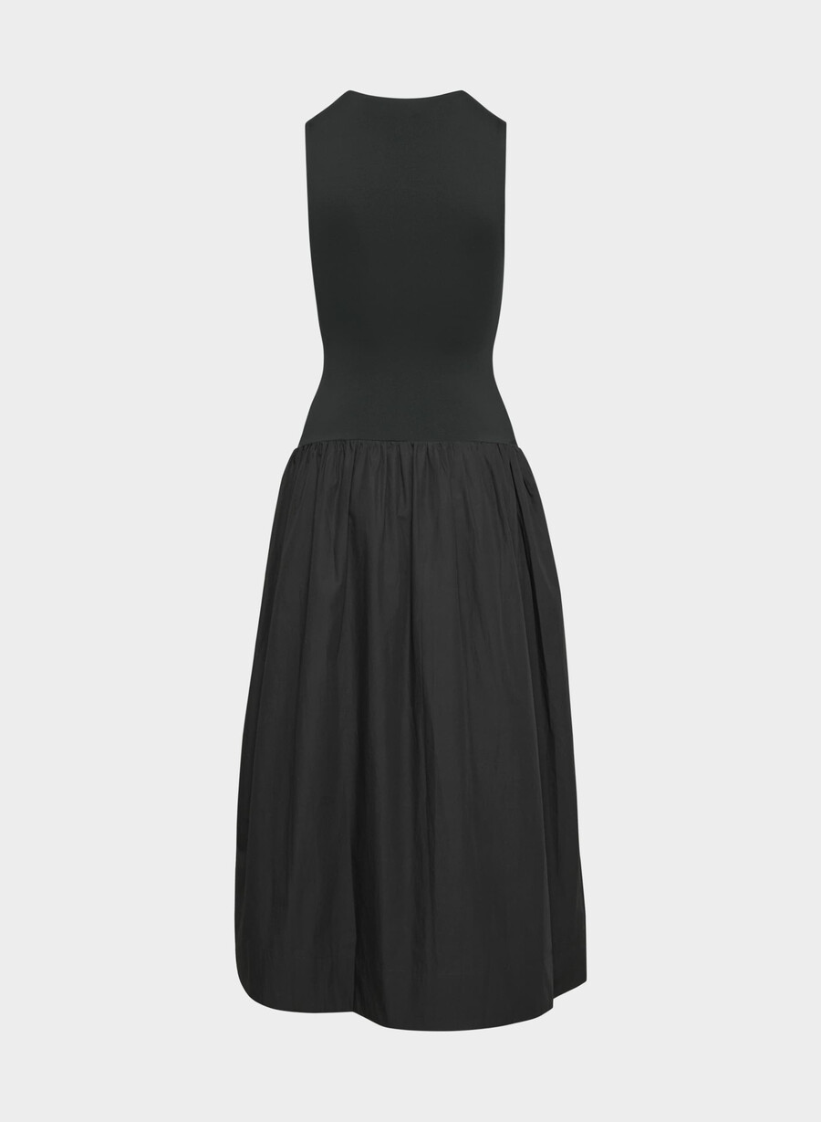 worldly poplin dress black