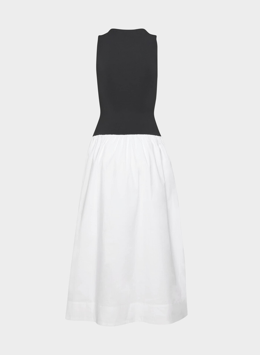 worldly poplin dress bt white black