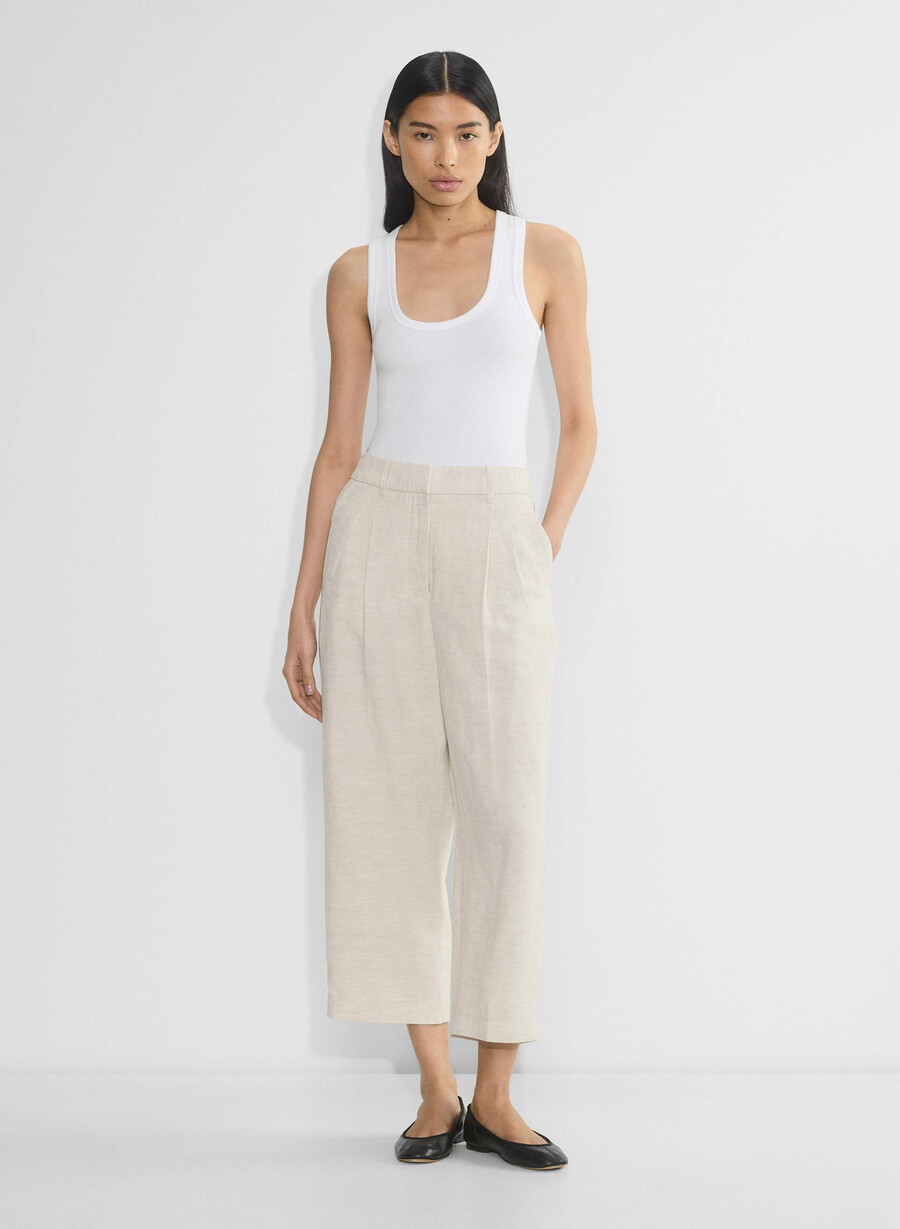 the effortless pant cropped - cruiselinen natural ecru