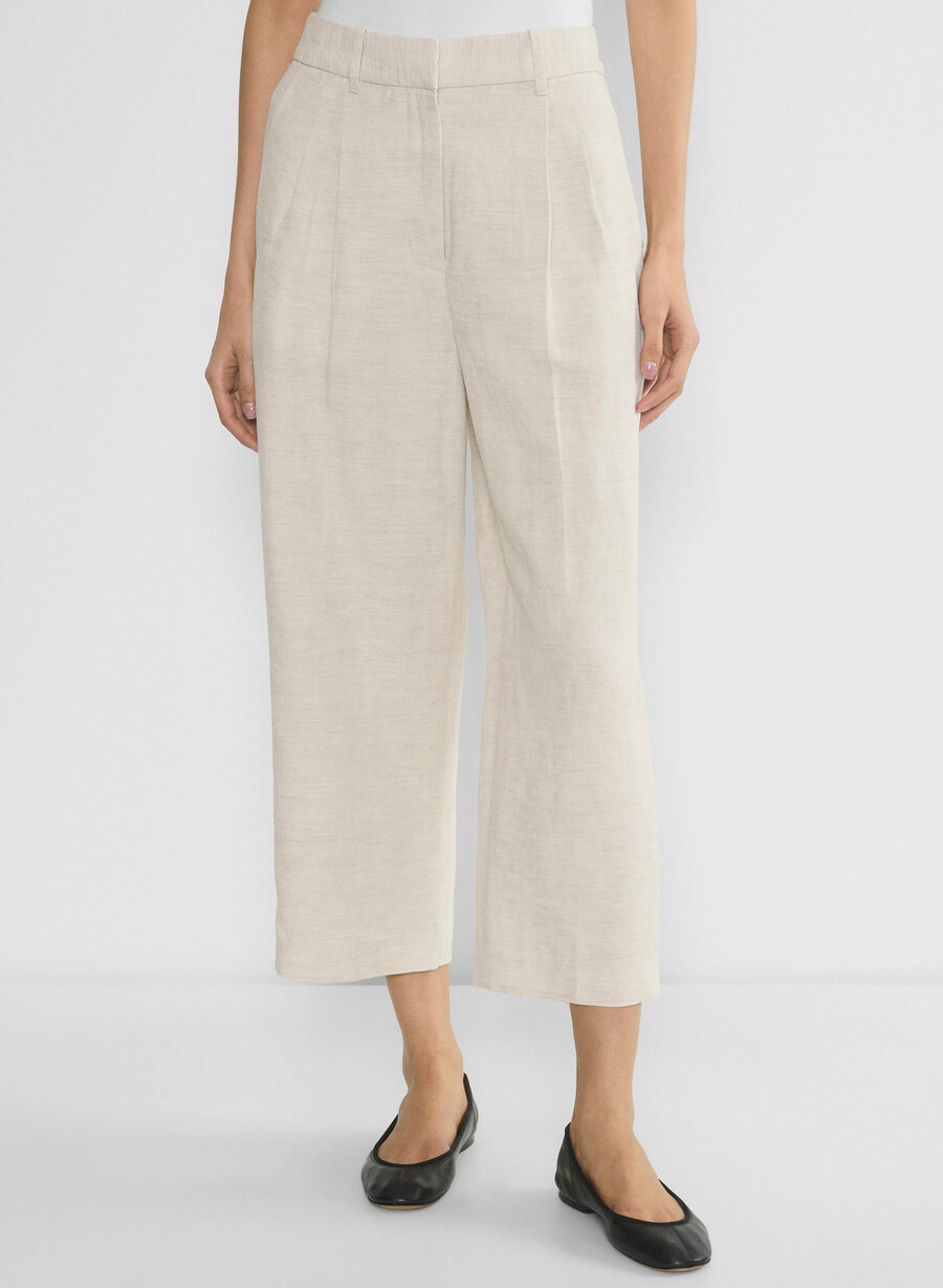 the effortless pant cropped - cruiselinen natural ecru