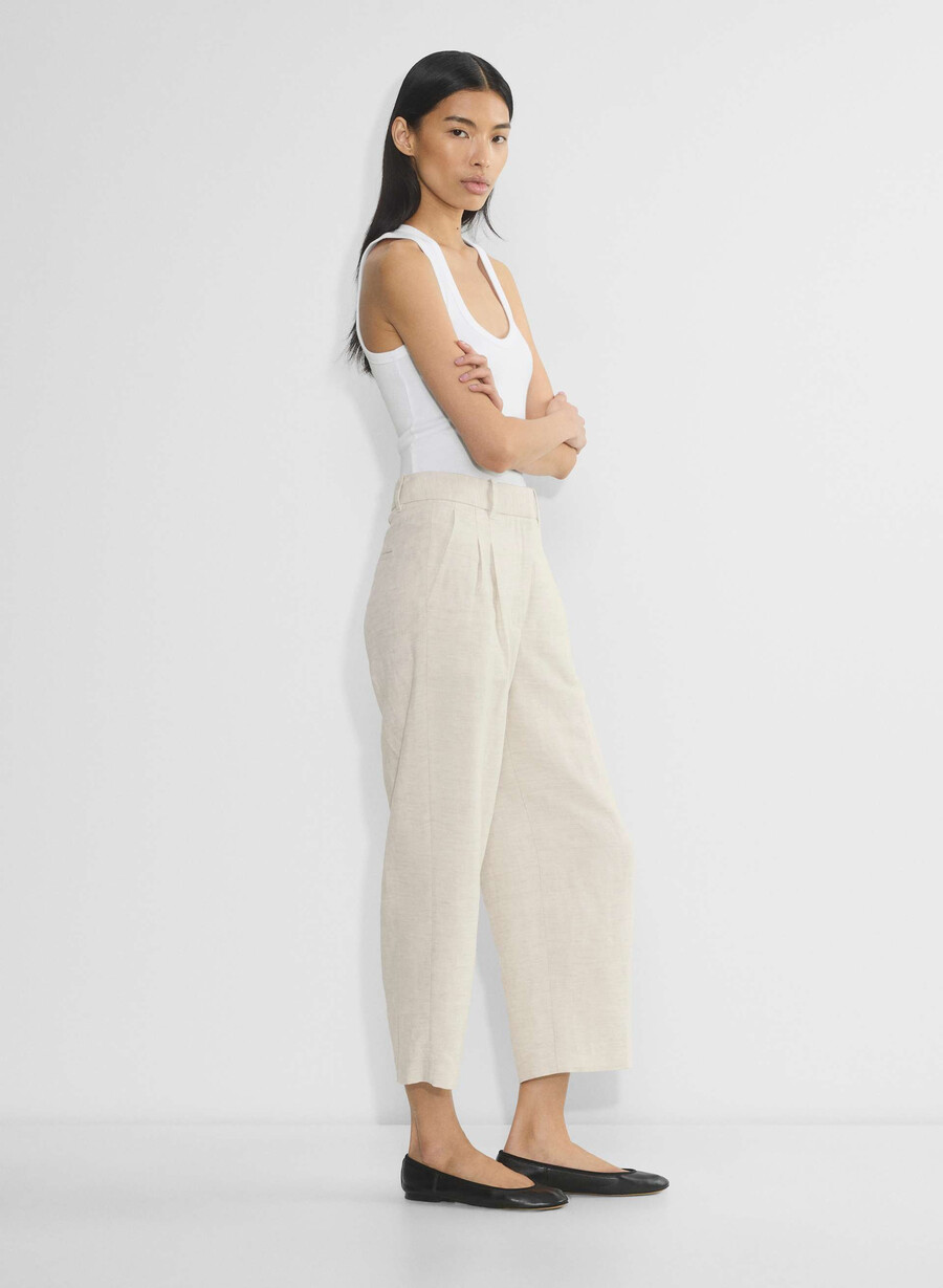 the effortless pant cropped - cruiselinen natural ecru