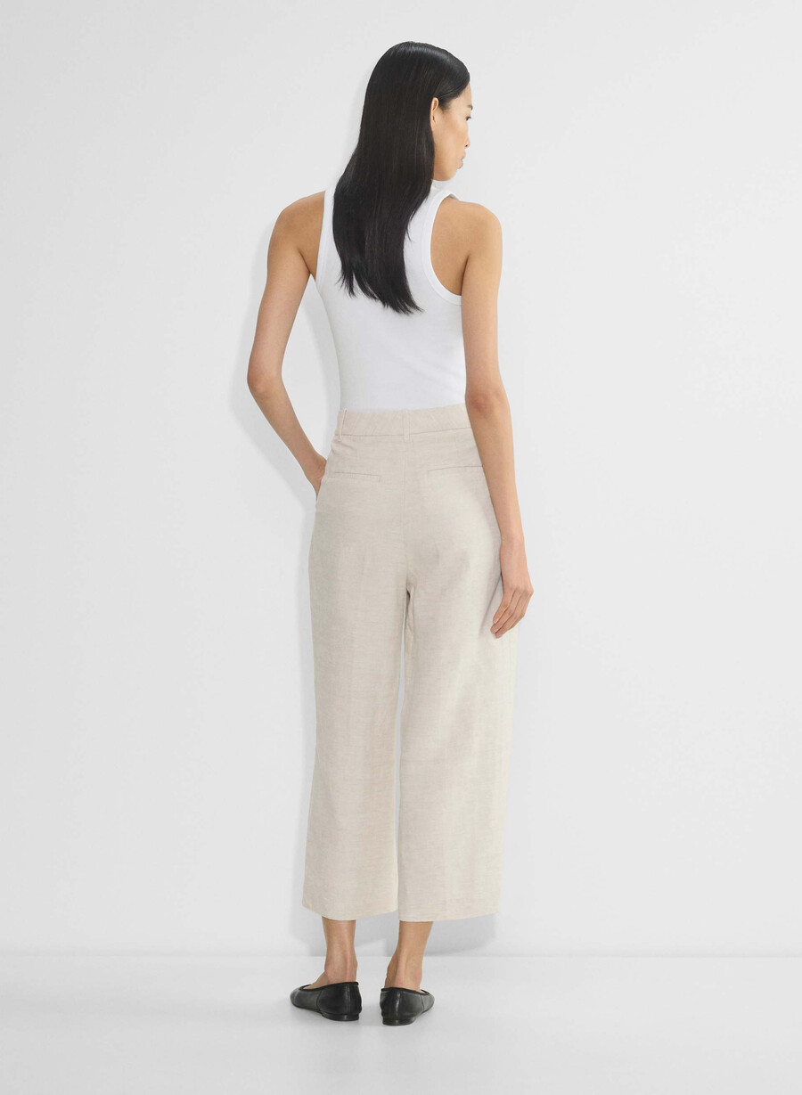 the effortless pant cropped - cruiselinen natural ecru