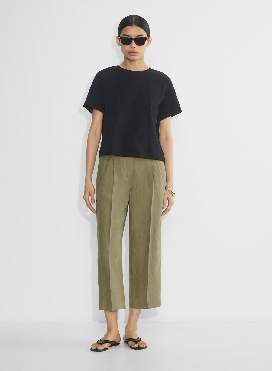 the effortless pant cropped - cruiselinen sundried olive