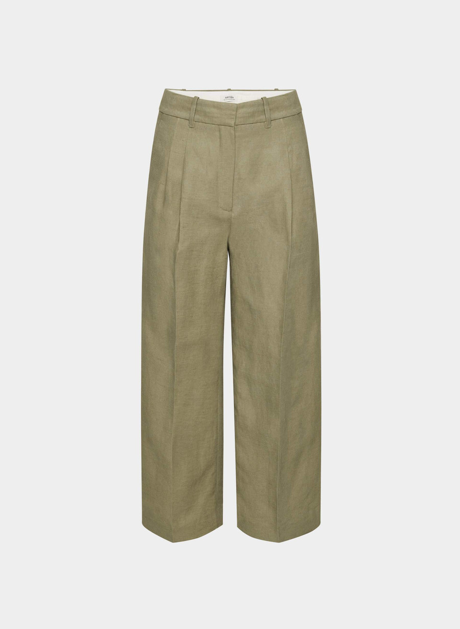 the effortless pant cropped - cruiselinen sundried olive