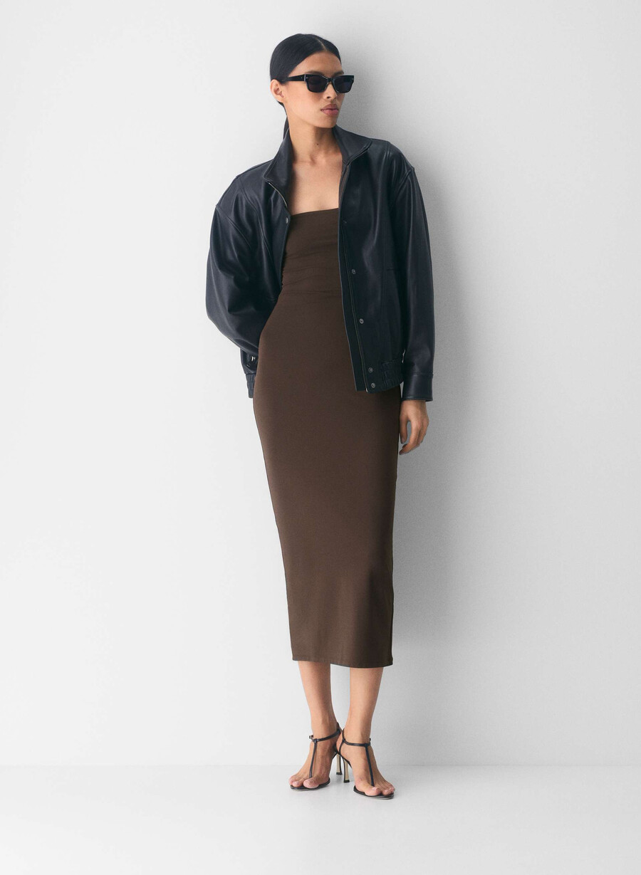 original contour enrapture maxi tube dress rich mocha brown