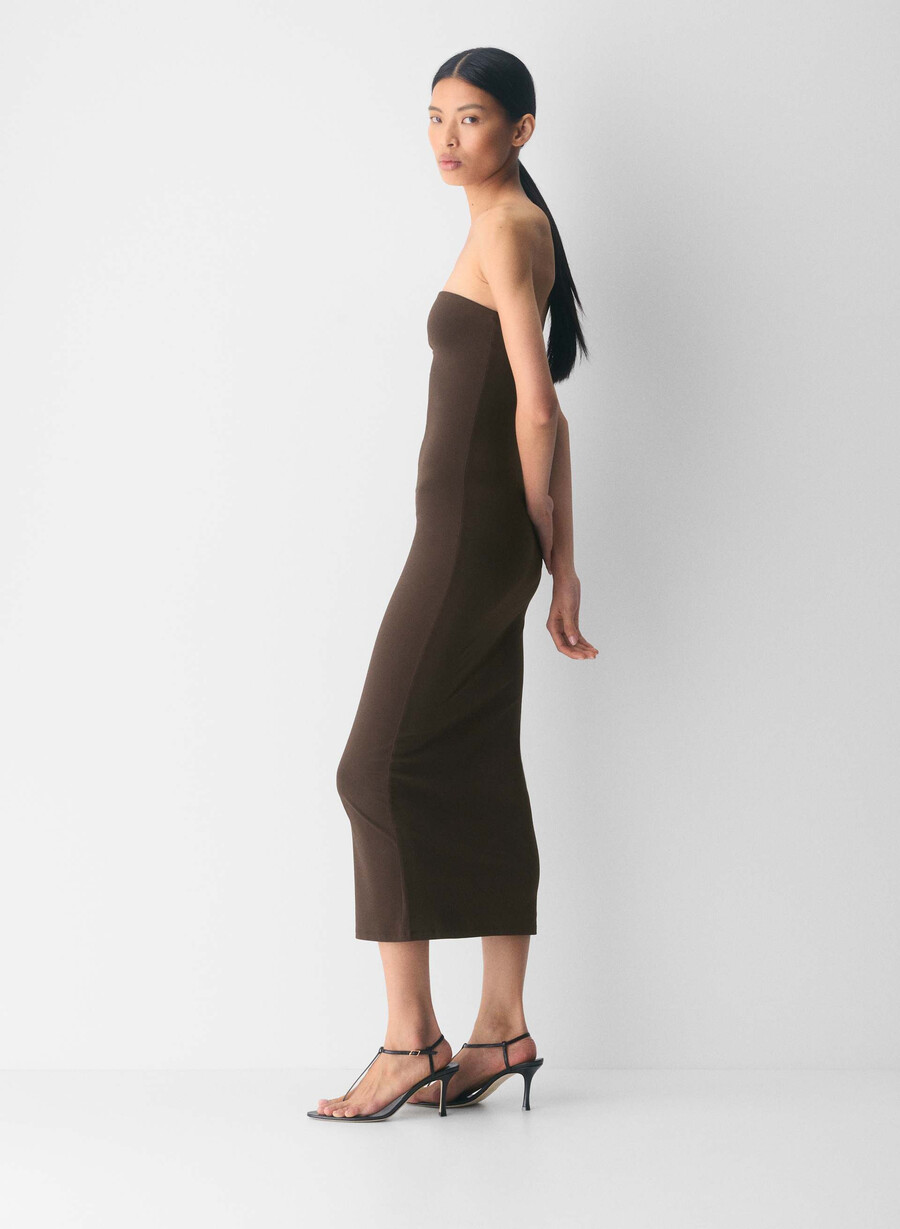 original contour enrapture maxi tube dress rich mocha brown