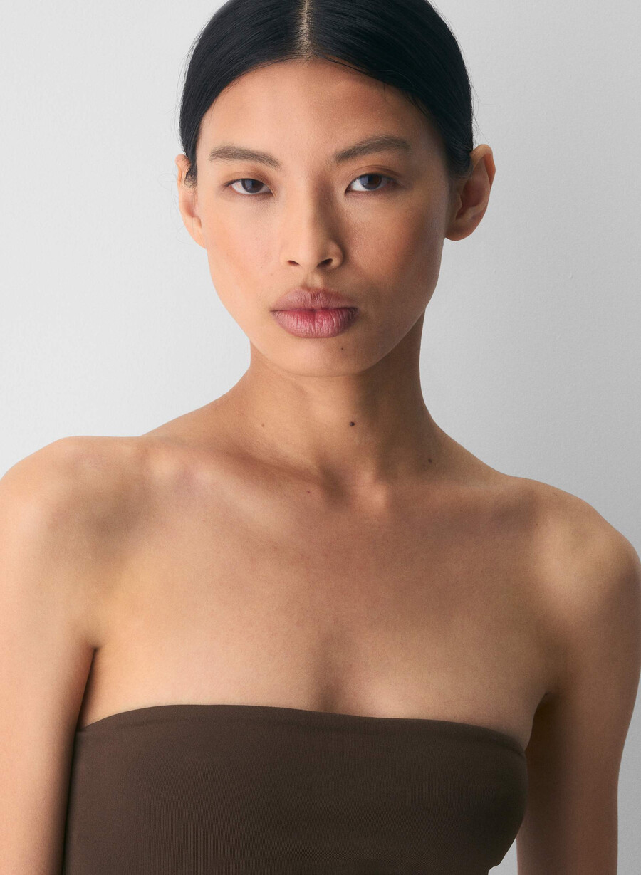 original contour enrapture maxi tube dress rich mocha brown