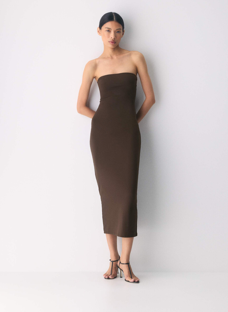 original contour enrapture maxi tube dress rich mocha brown