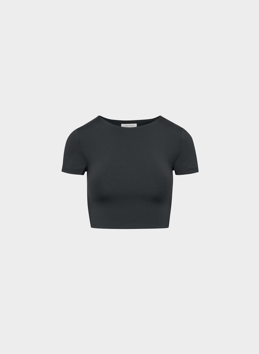 original contour crew cropped t-shirt black