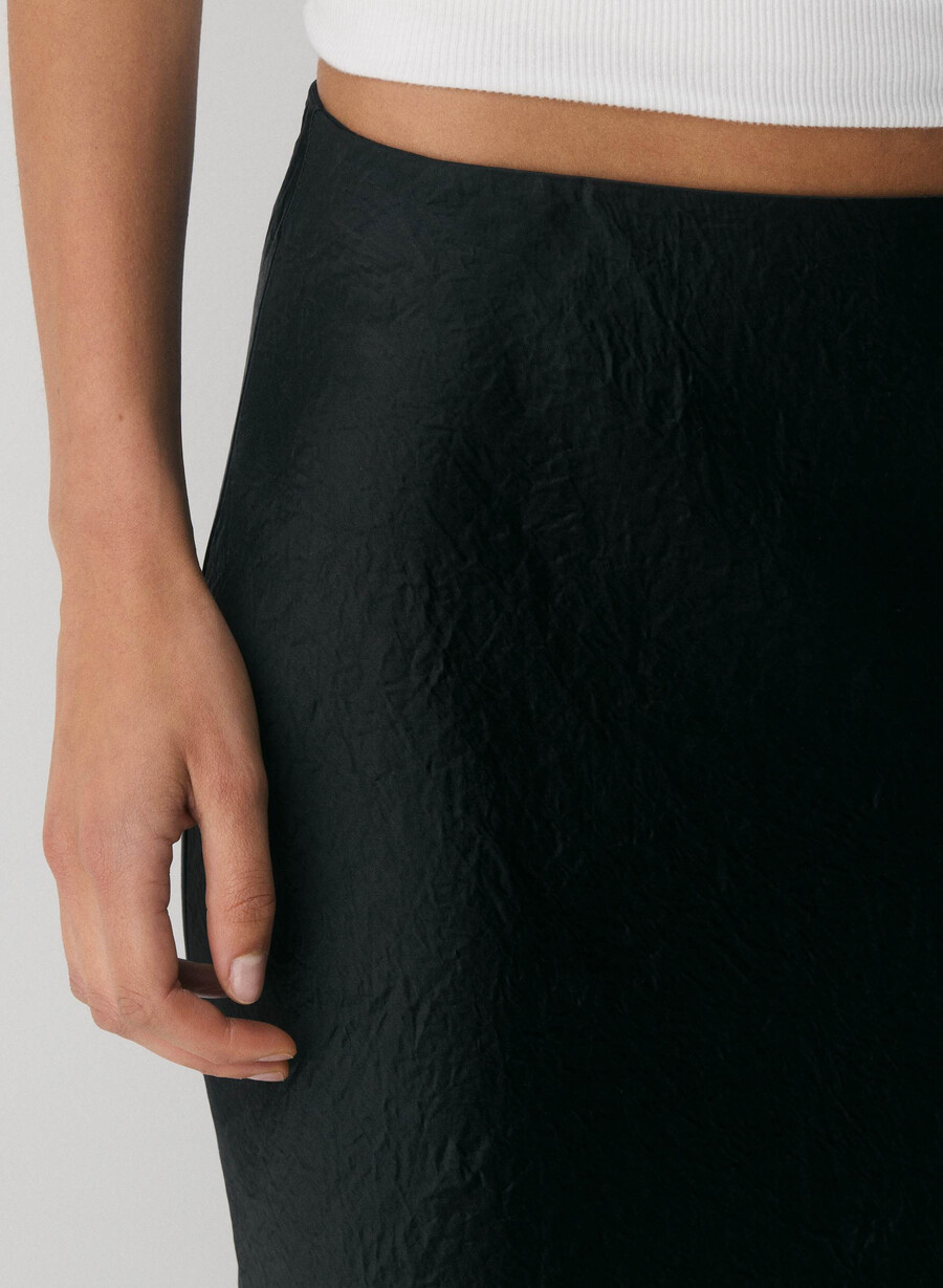 slip satin maxi skirt black