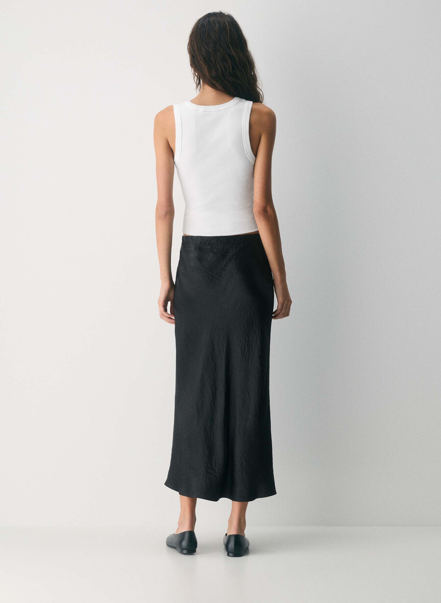 slip satin maxi skirt black