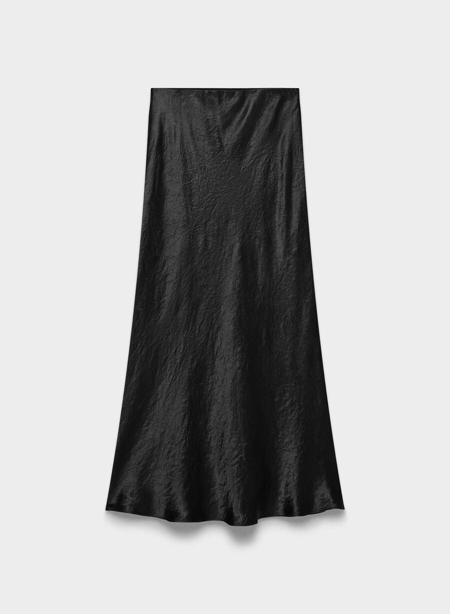 slip satin maxi skirt black