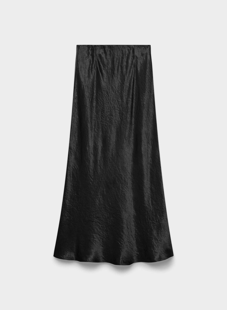 slip satin maxi skirt black