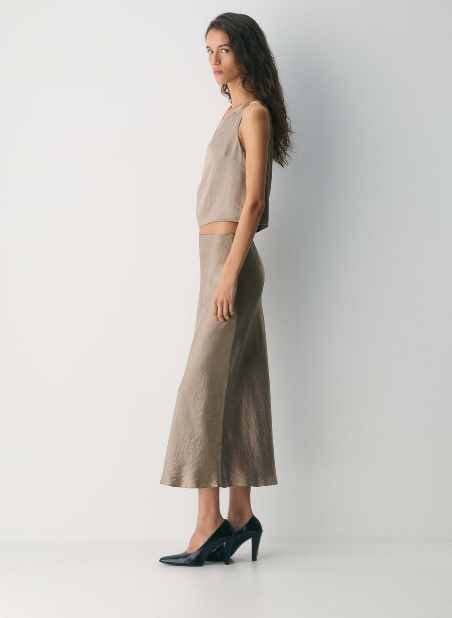 slip satin maxi skirt nomad taupe