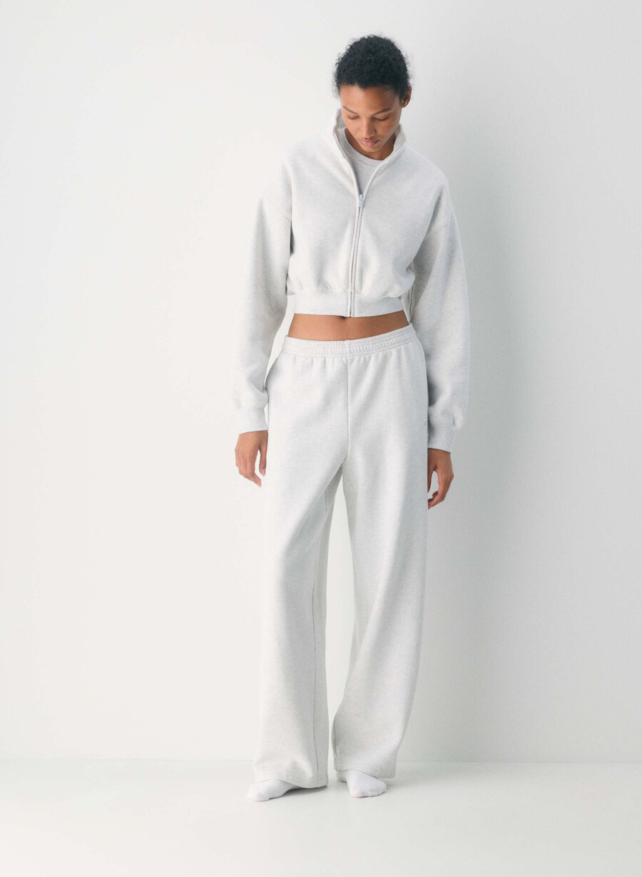 cozy sweatfleece boyfriend barrel sweatpant heather cloud white