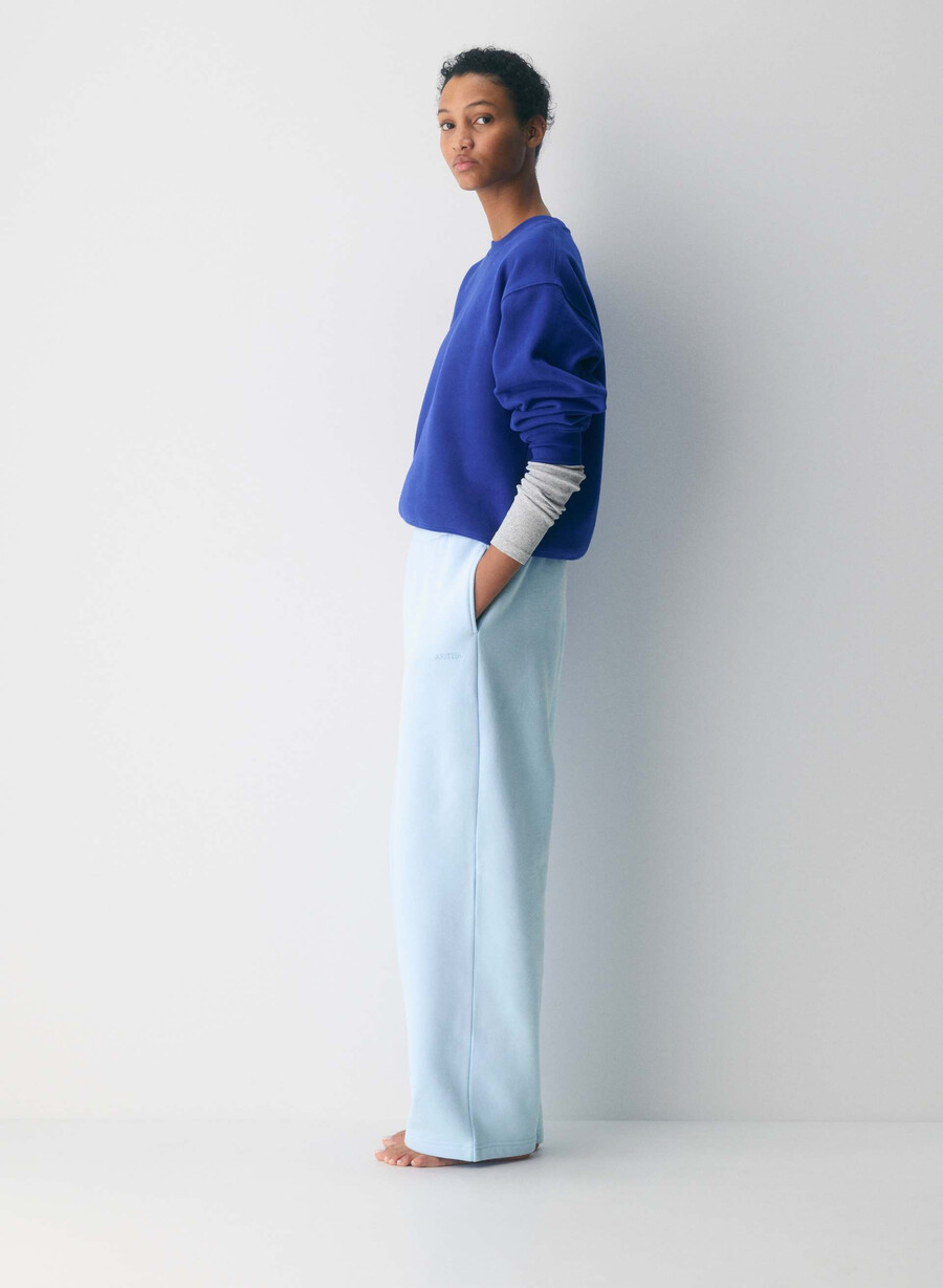 cozy sweatfleece boyfriend barrel sweatpant villa blue