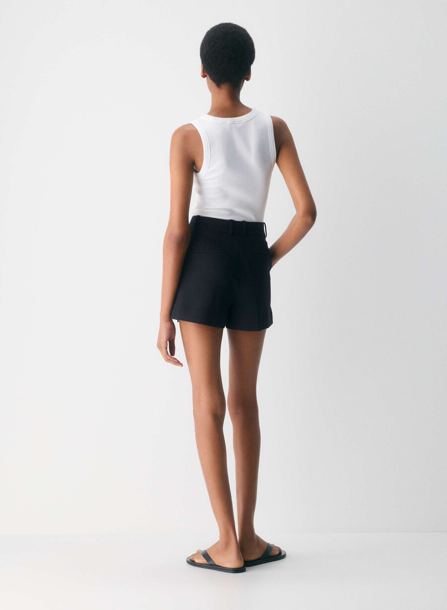 pleated mini short stn strp d n nvc gr