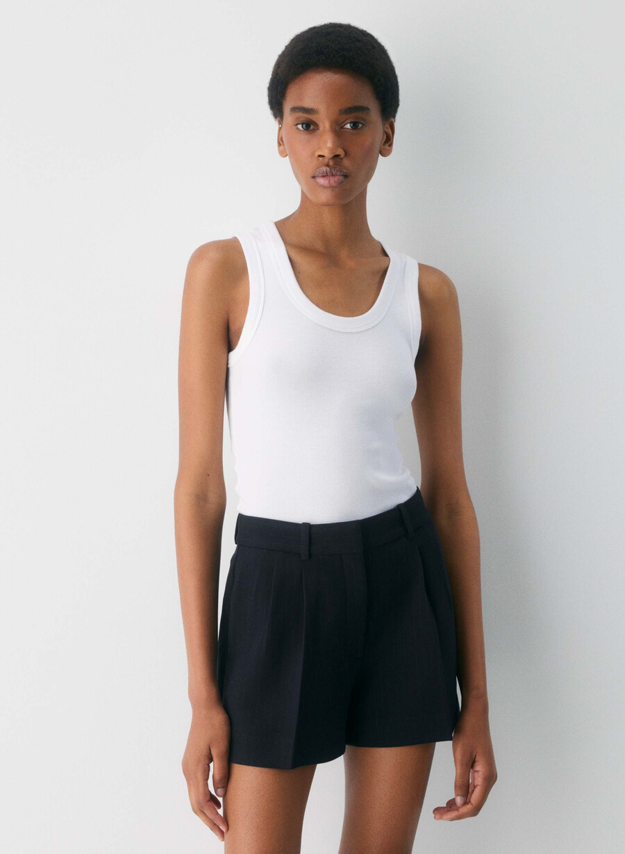 pleated mini short stn strp d n nvc gr