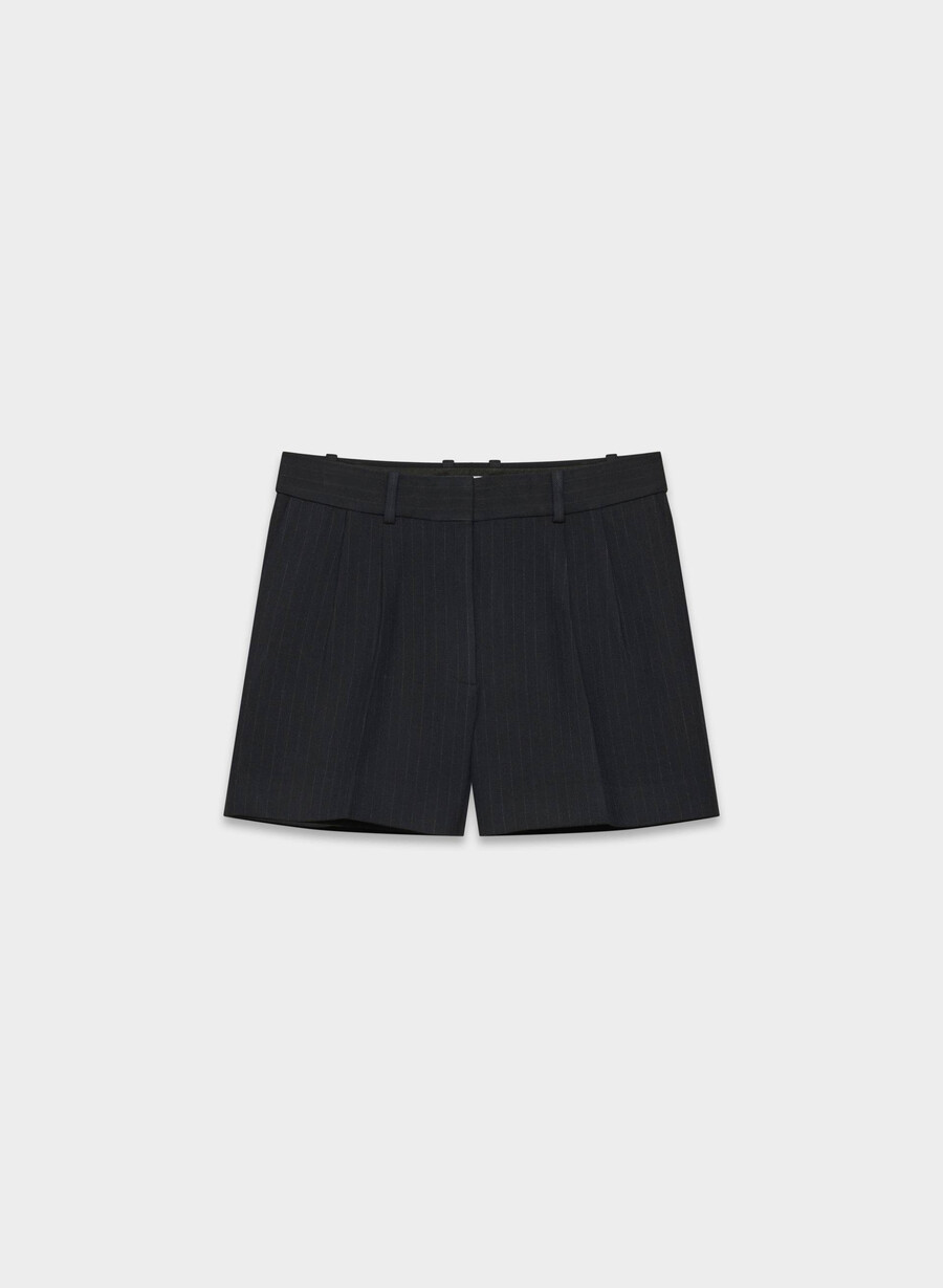 pleated mini short stn strp d n nvc gr