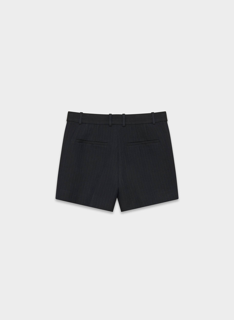 pleated mini short stn strp d n nvc gr