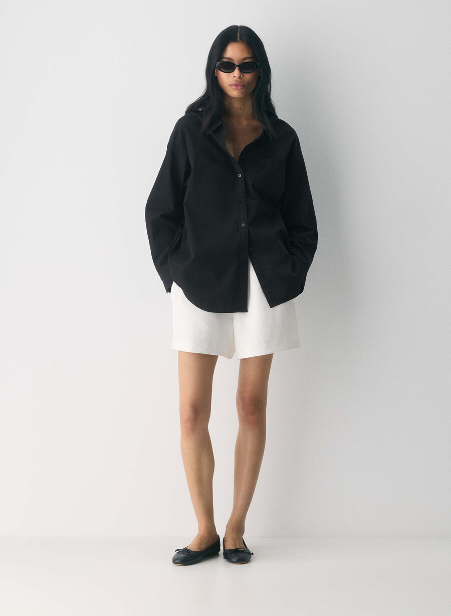 reminisce relaxed poplin shirt black