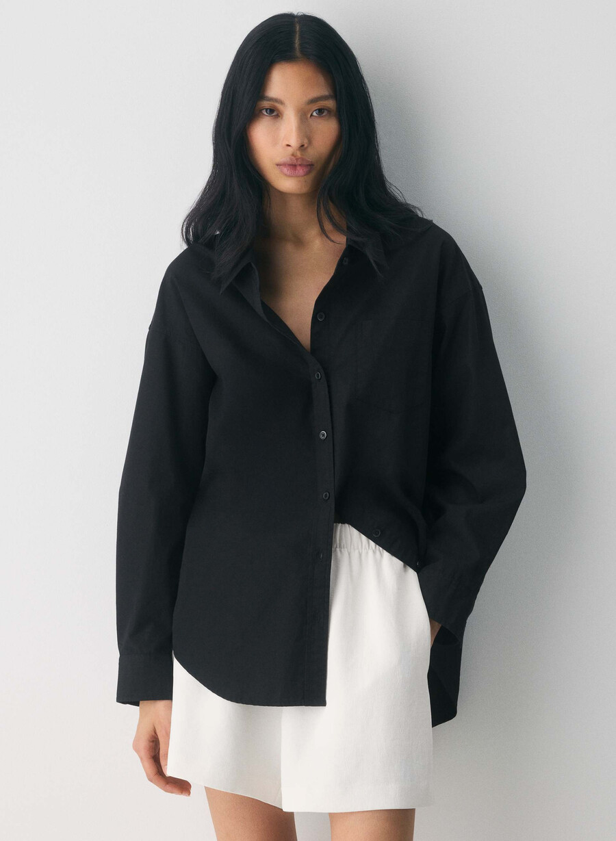 reminisce relaxed poplin shirt black
