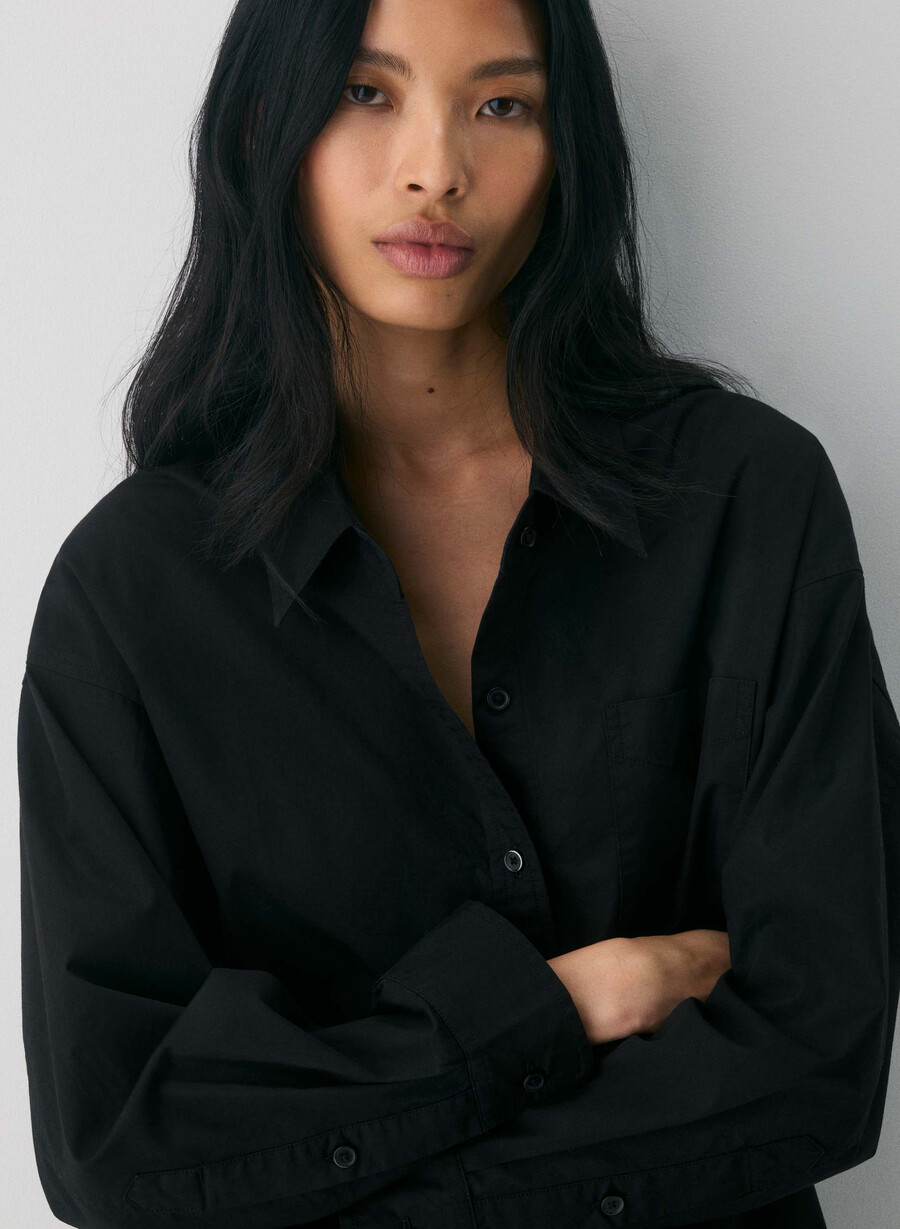 reminisce relaxed poplin shirt black