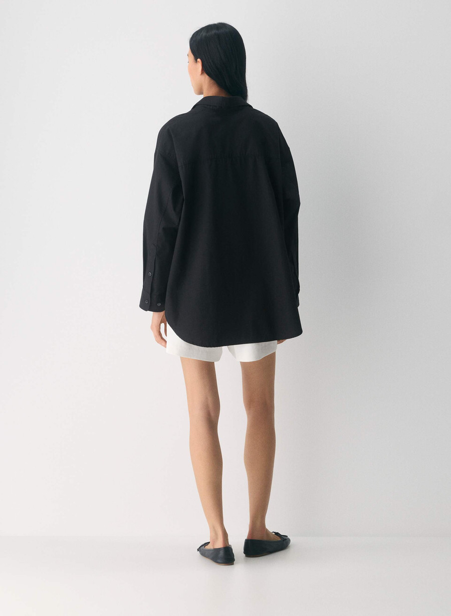 reminisce relaxed poplin shirt black