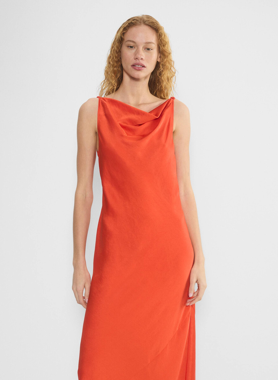 goddess satin dress poppy red