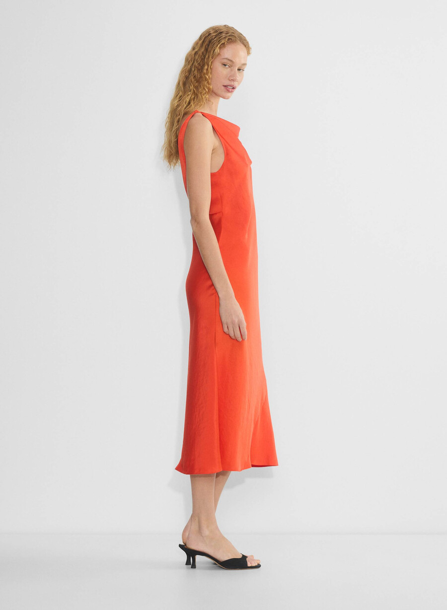 goddess satin dress poppy red
