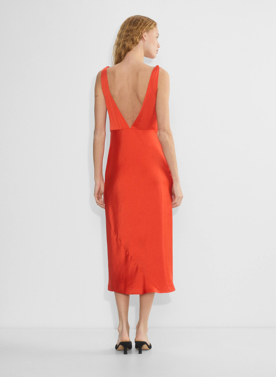 goddess satin dress poppy red