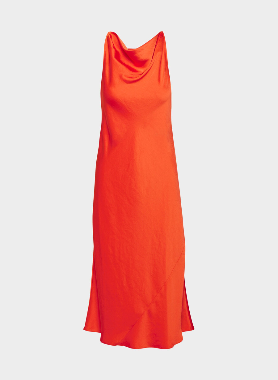 goddess satin dress poppy red