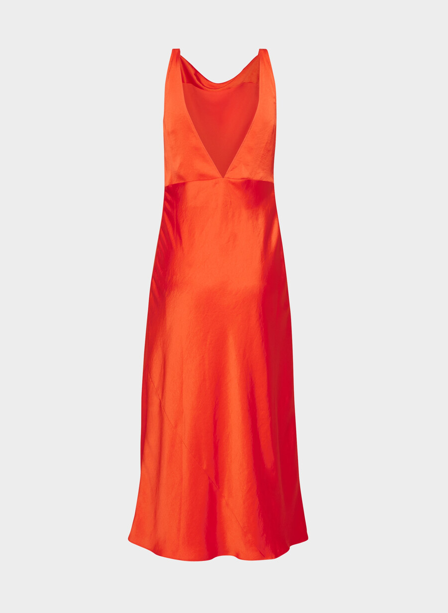 goddess satin dress poppy red