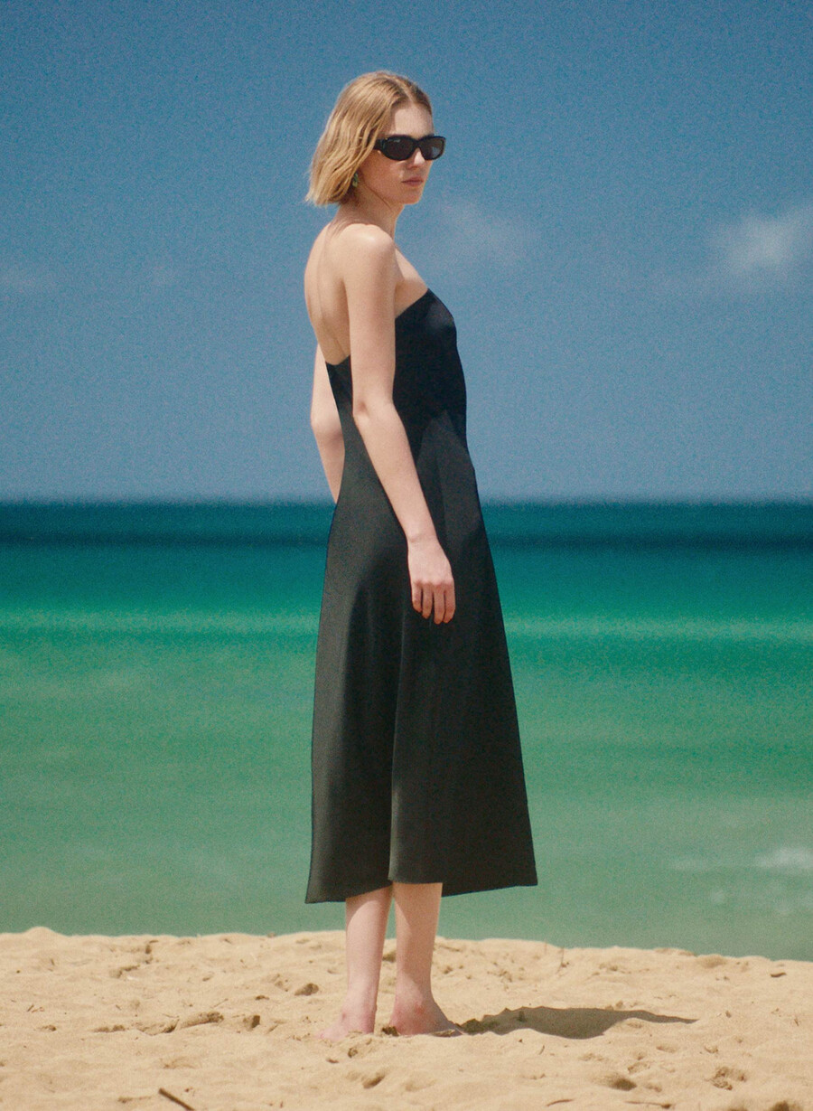 charmaine satin dress black