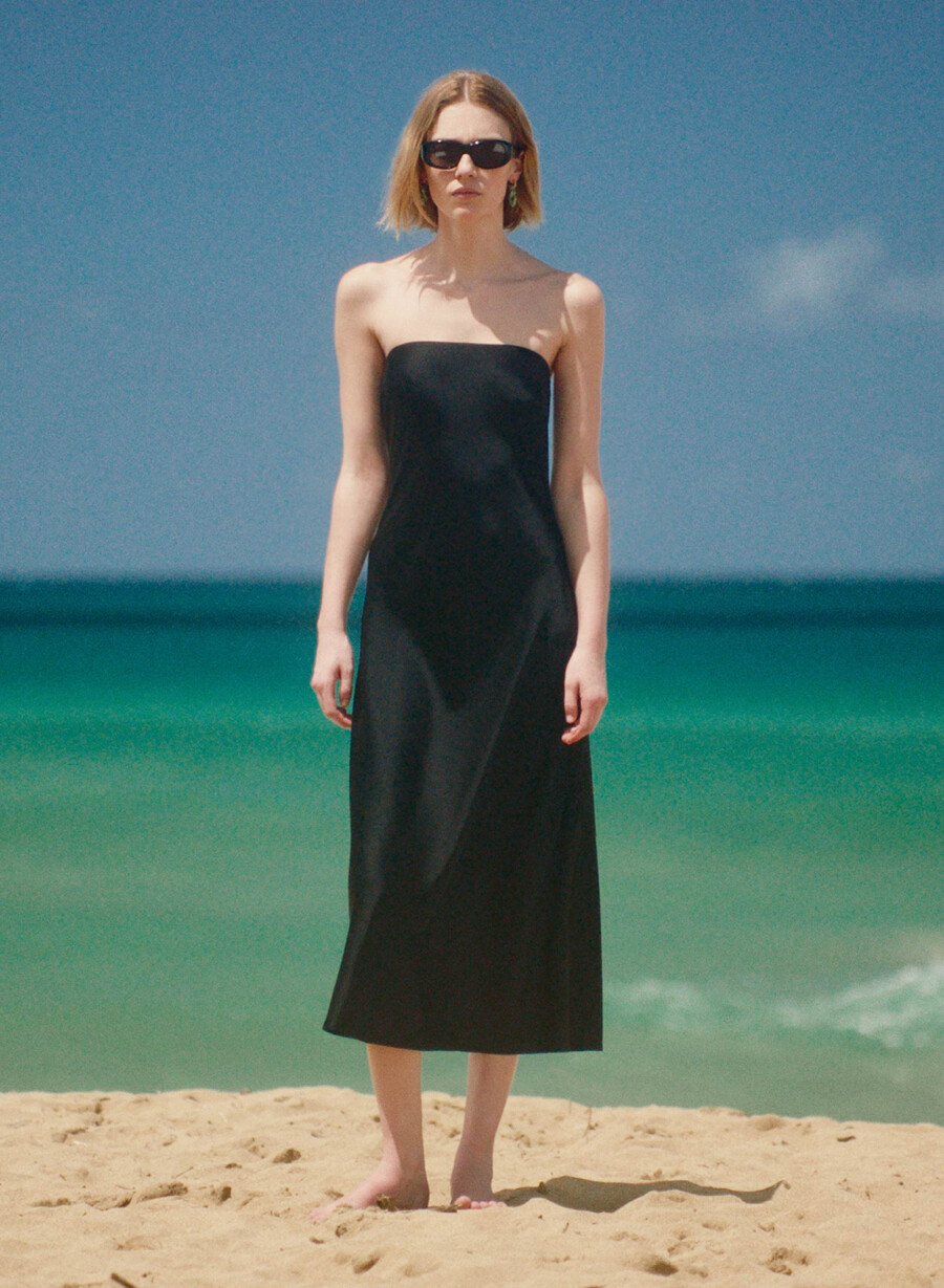 charmaine satin dress black