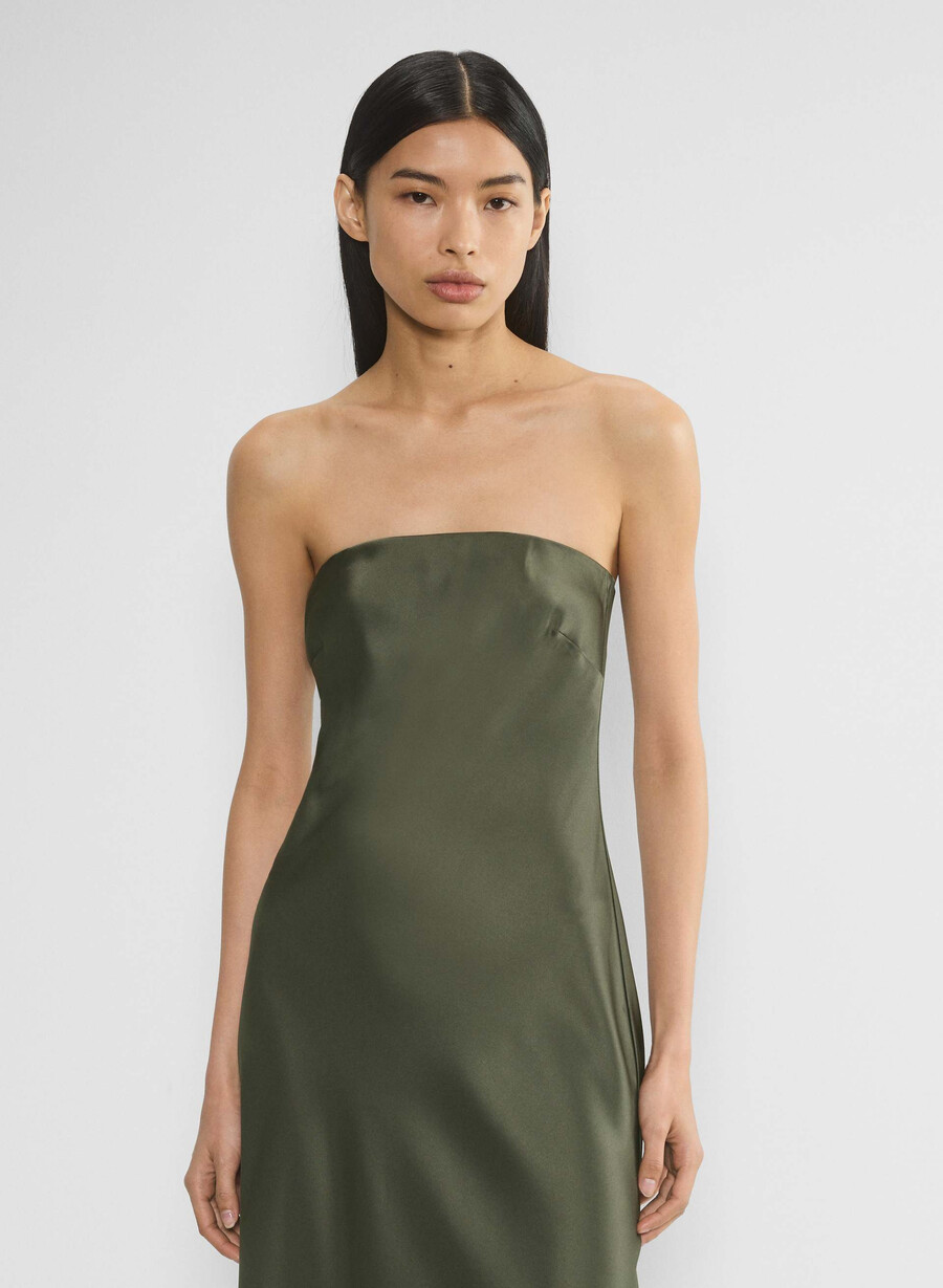 charmaine satin dress dark olive