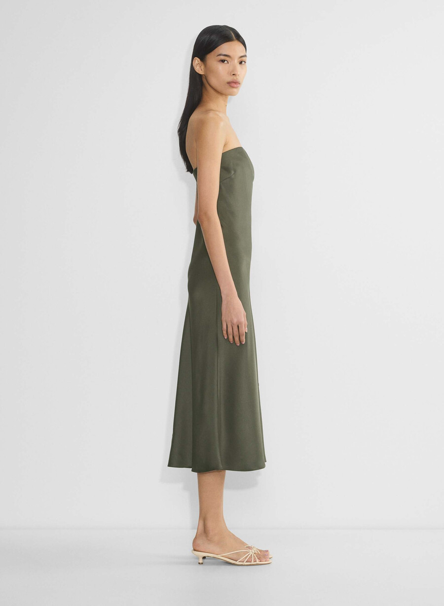 charmaine satin dress dark olive
