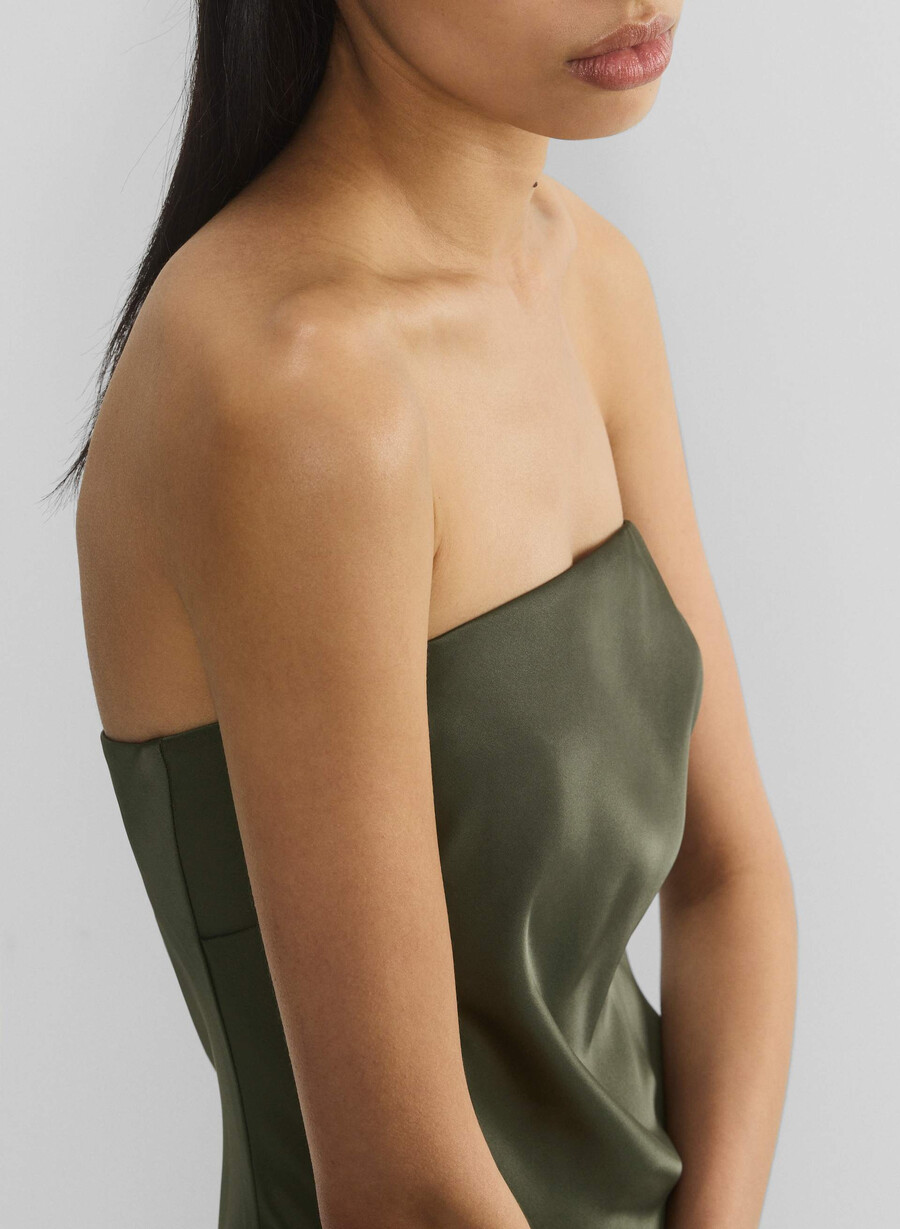charmaine satin dress dark olive