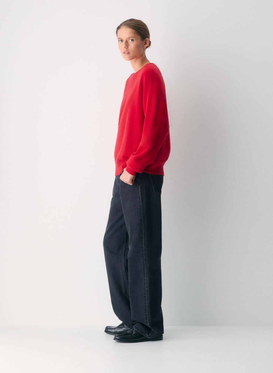 isabelle wool cashmere sweater flashing red